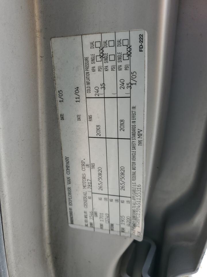 1GBFG15T451155316 2005 Chevrolet Express G1500