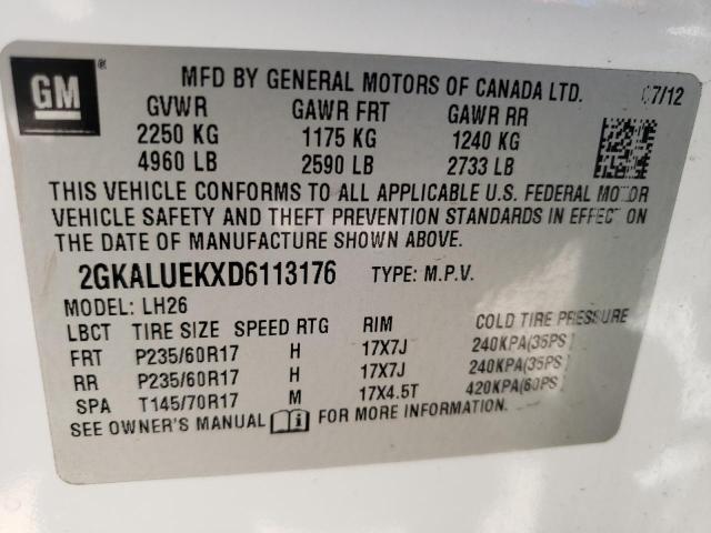 2013 GMC Terrain Slt VIN: 2GKALUEKXD6113176 Lot: 56138294