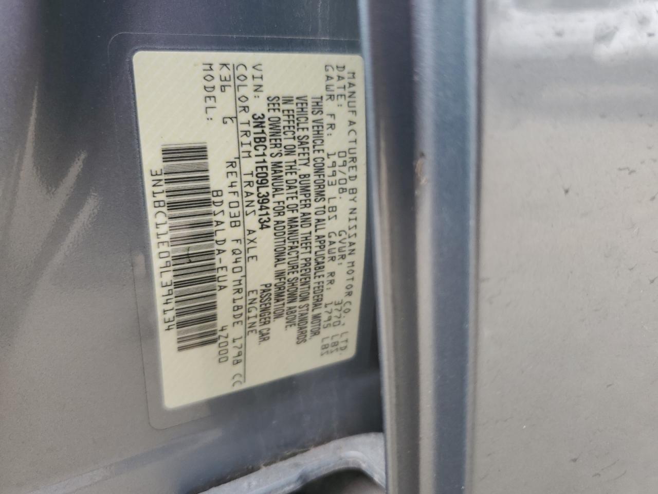 3N1BC11E09L394134 2009 Nissan Versa S