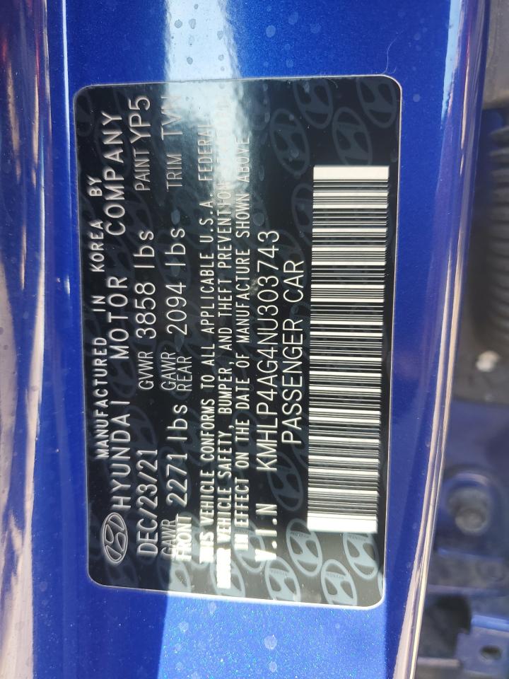 KMHLP4AG4NU303743 2022 Hyundai Elantra Limited