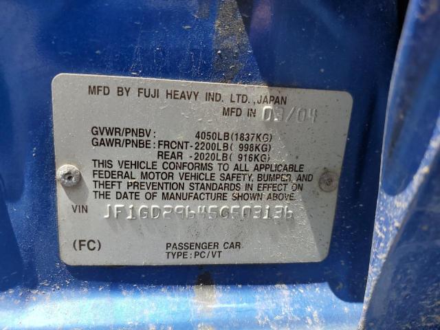 2005 Subaru Impreza Wrx VIN: JF1GD29645G503136 Lot: 56897534