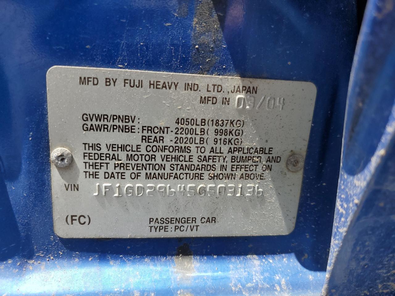 JF1GD29645G503136 2005 Subaru Impreza Wrx