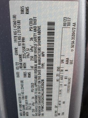 2022 Ford Escape Se VIN: 1FMCU0G63NUA53928 Lot: 54794674