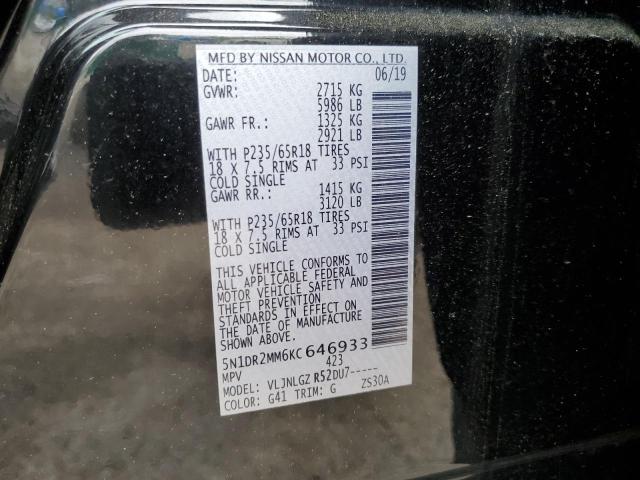 2019 NISSAN PATHFINDER - 5N1DR2MM6KC646933