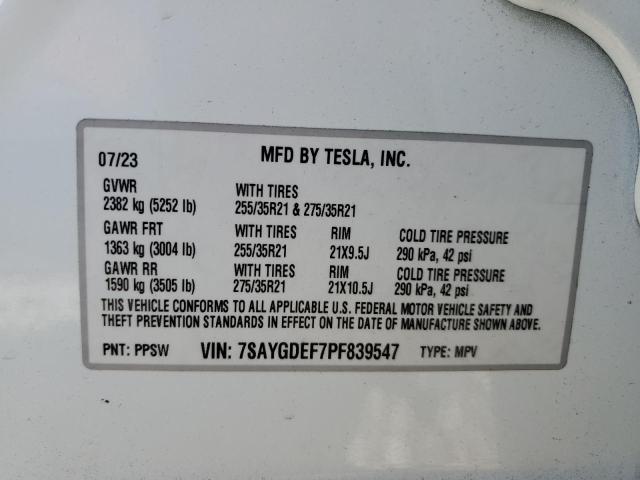 2023 Tesla Model Y VIN: 7SAYGDEF7PF839547 Lot: 55684964