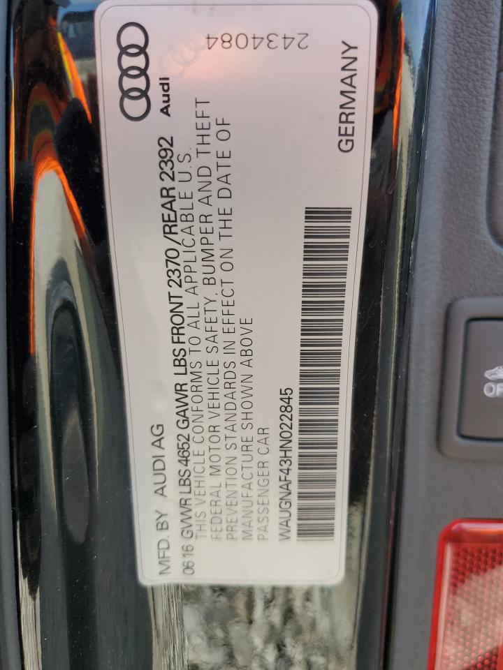 WAUGNAF43HN022845 2017 Audi A4 Premium