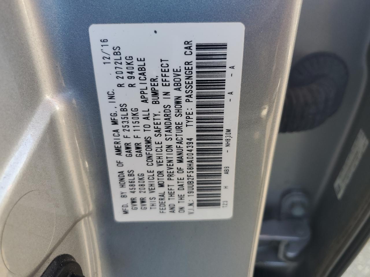 19UUB2F58HA004394 2017 Acura Tlx Tech