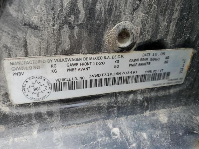 2006 Volkswagen Jetta Tdi Leather VIN: 3VWDT31K16M703491 Lot: 54220794