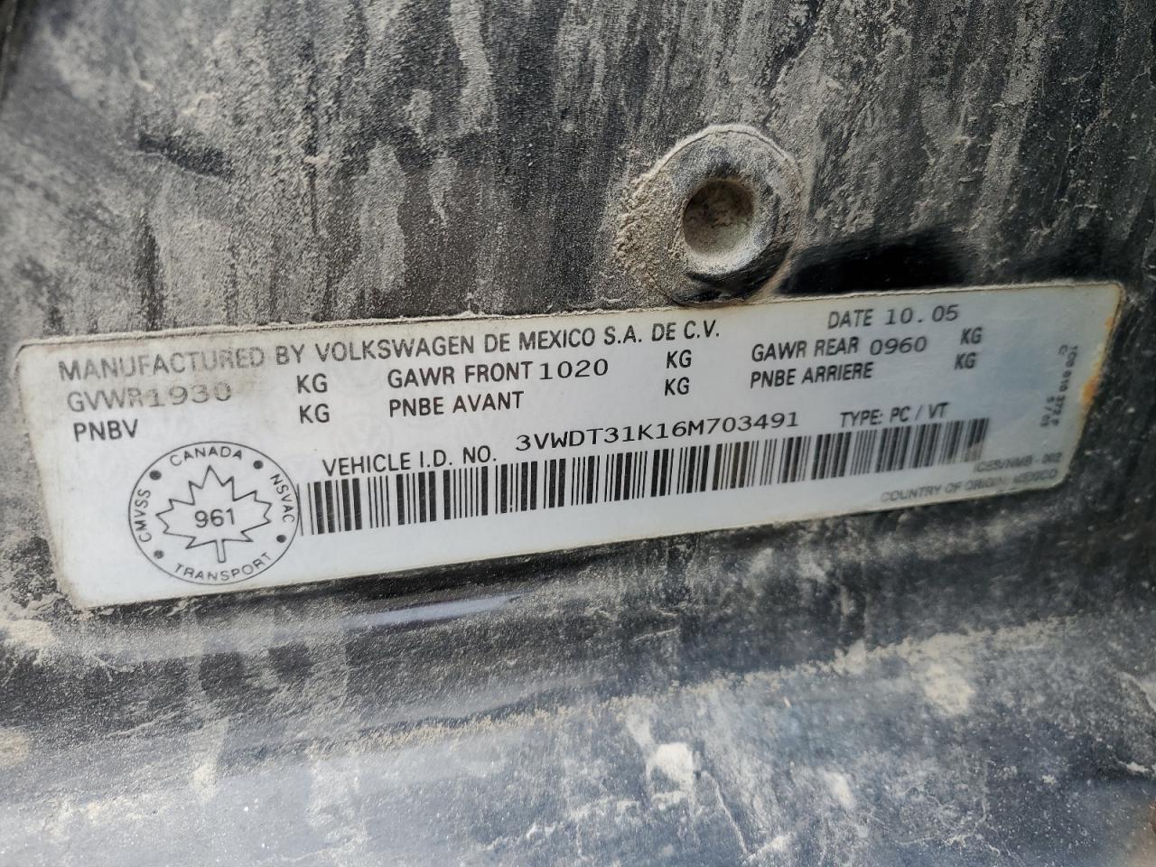 3VWDT31K16M703491 2006 Volkswagen Jetta Tdi Leather