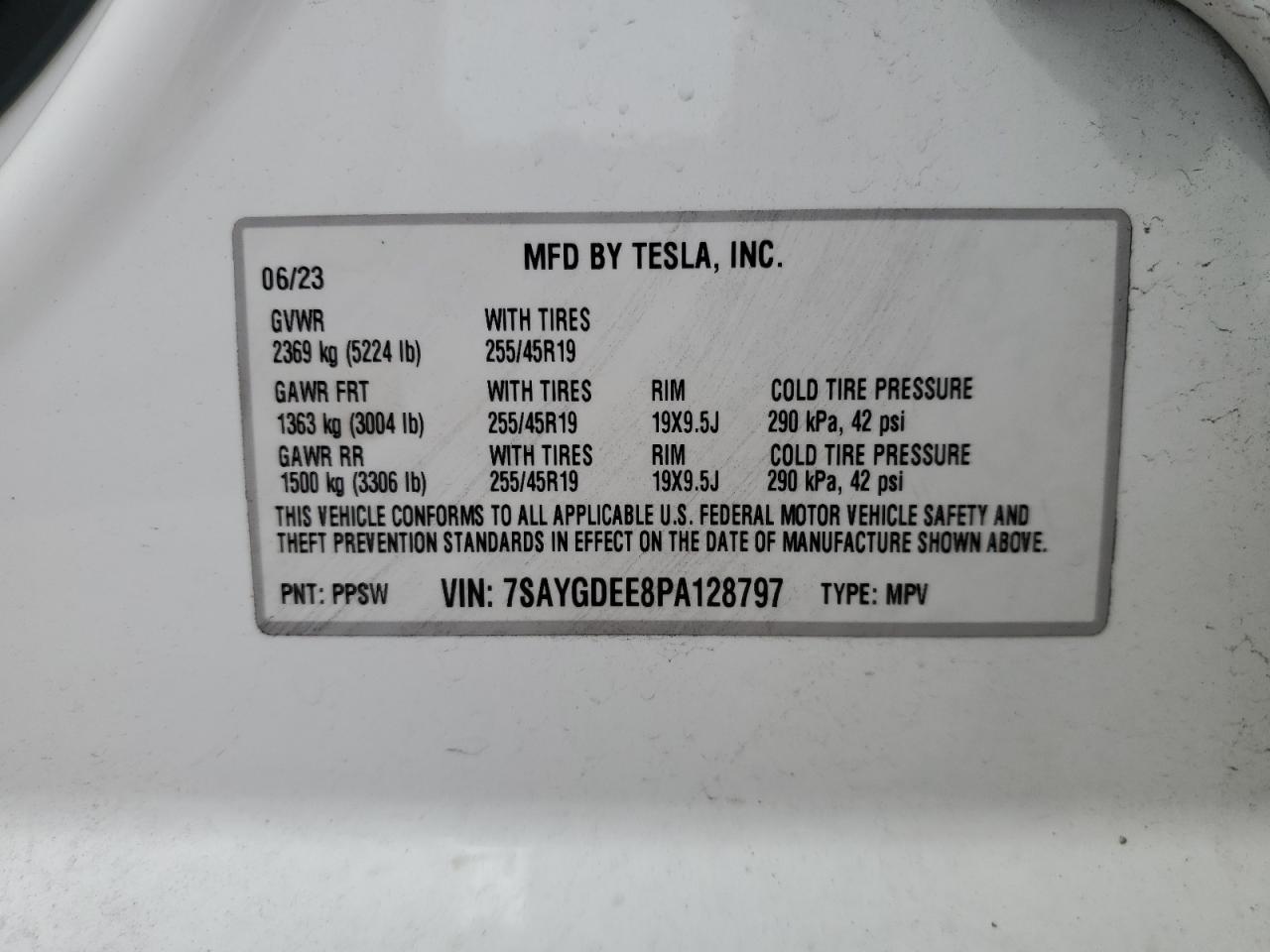 7SAYGDEE8PA128797 2023 Tesla Model Y