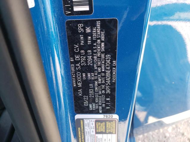 2022 Kia Forte Gt Line VIN: 3KPF54AD8NE470439 Lot: 54311394