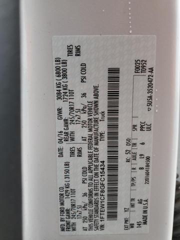 2016 Ford F150 Supercrew VIN: 1FTEW1CF8GFC15434 Lot: 54236034