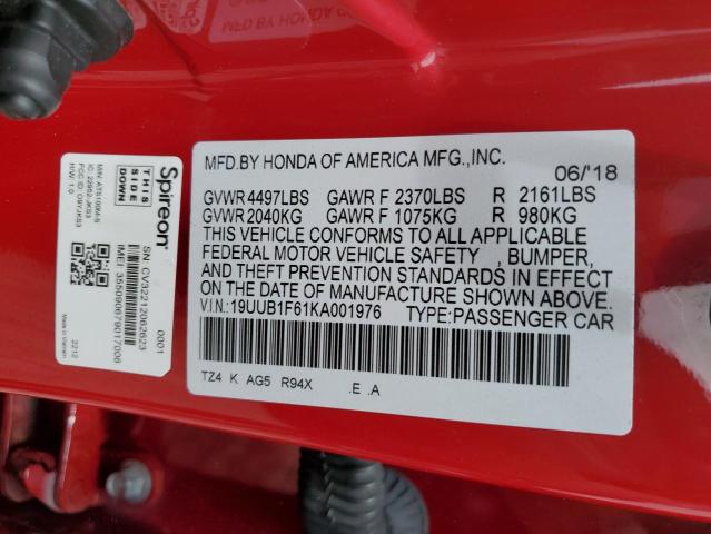 2019 Acura Tlx Technology VIN: 19UUB1F61KA001976 Lot: 55704544