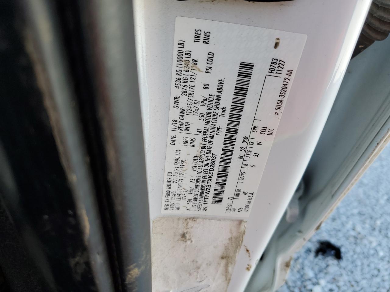 1FT7W2BTXKED26037 2019 Ford F250 Super Duty