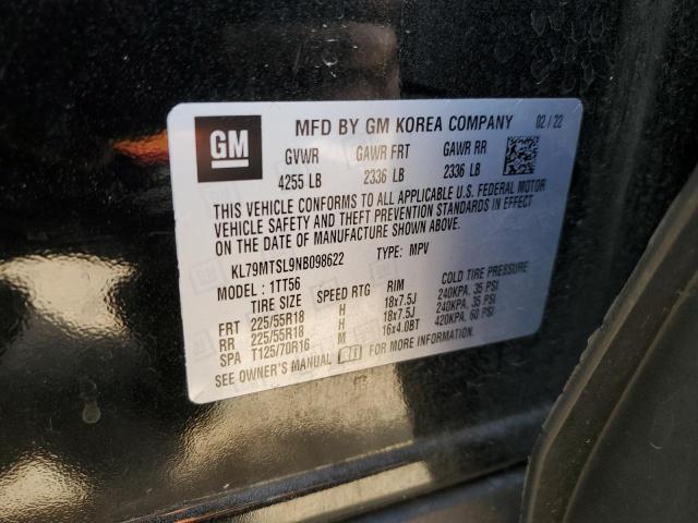 2022 Chevrolet Trailblazer Rs VIN: KL79MTSL9NB098622 Lot: 57156064