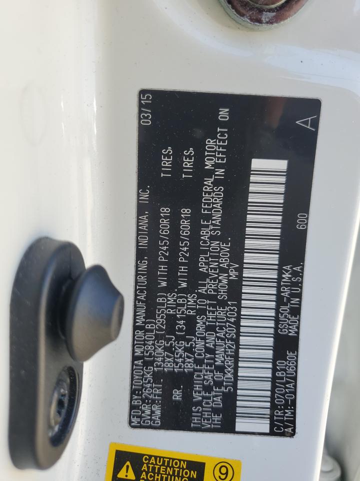 5TDKKRFH2FS074031 2015 Toyota Highlander Xle