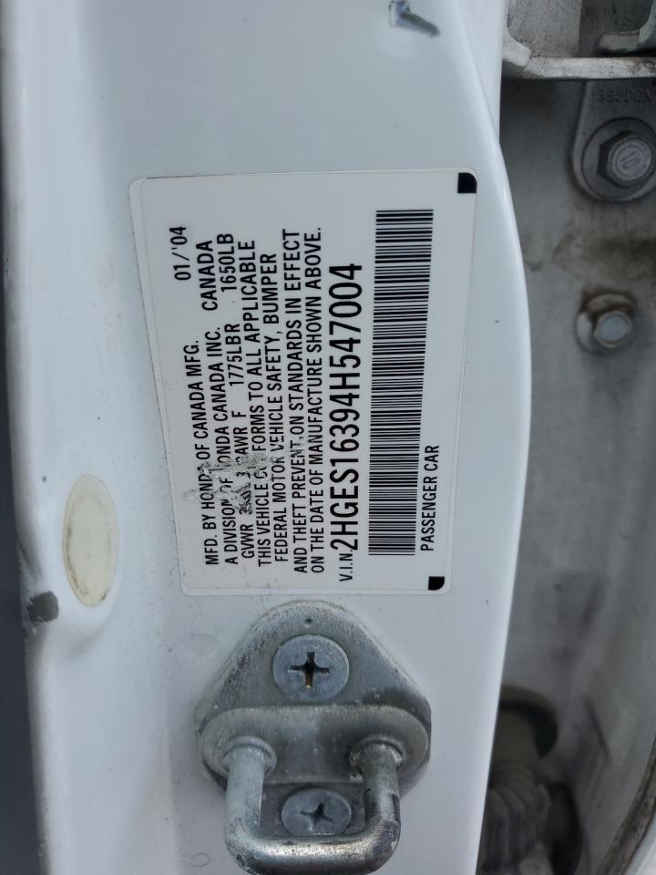 2HGES16394H547004 2004 Honda Civic Dx Vp