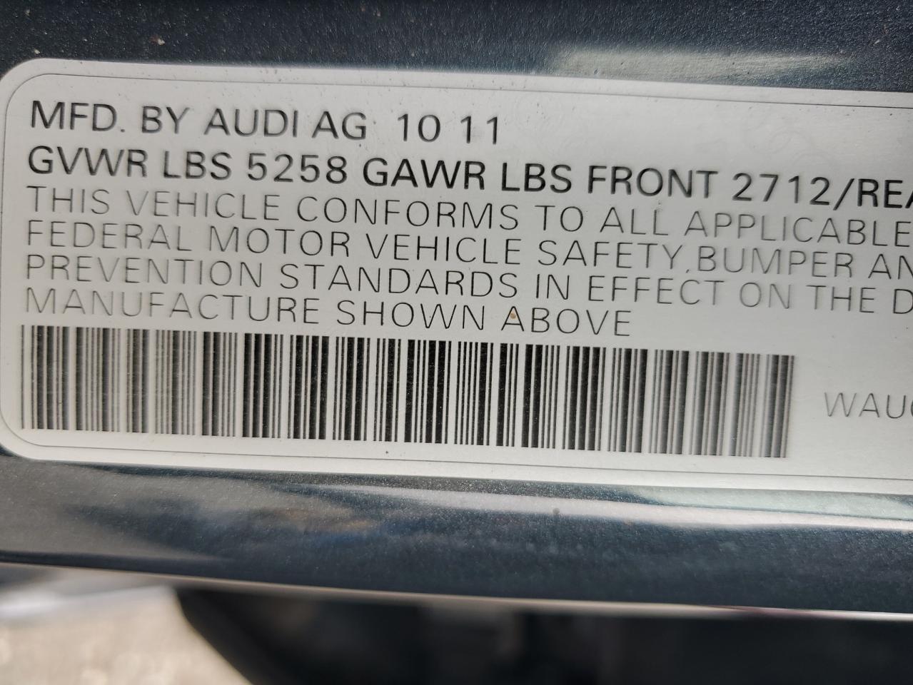 WAUGGAFC5CN071295 2012 Audi A6 Premium Plus