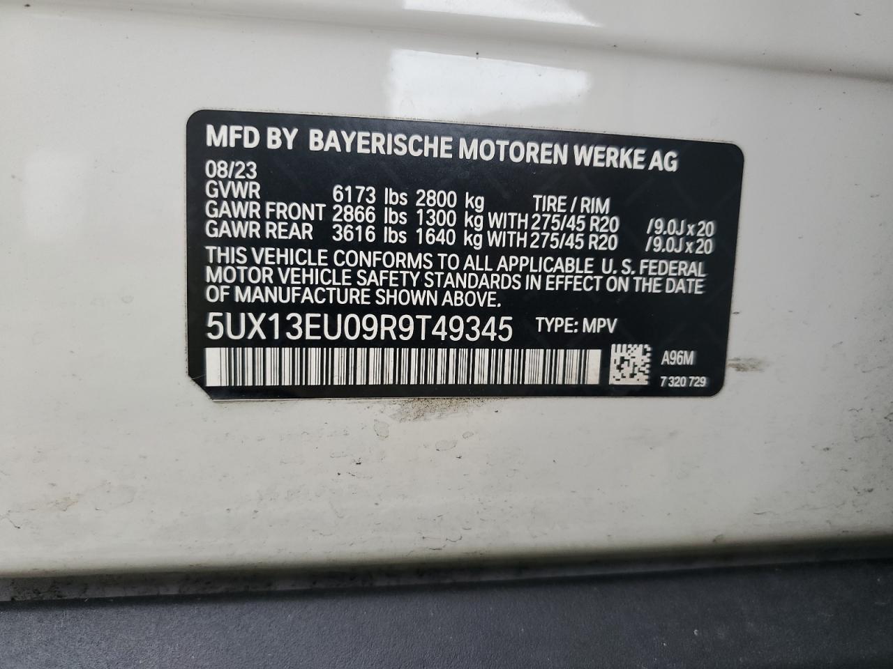 5UX13EU09R9T49345 2024 BMW X5 Sdrive 40I
