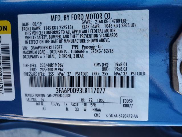 3FA6P0D93LR117077 2020 FORD FUSION - Image 12