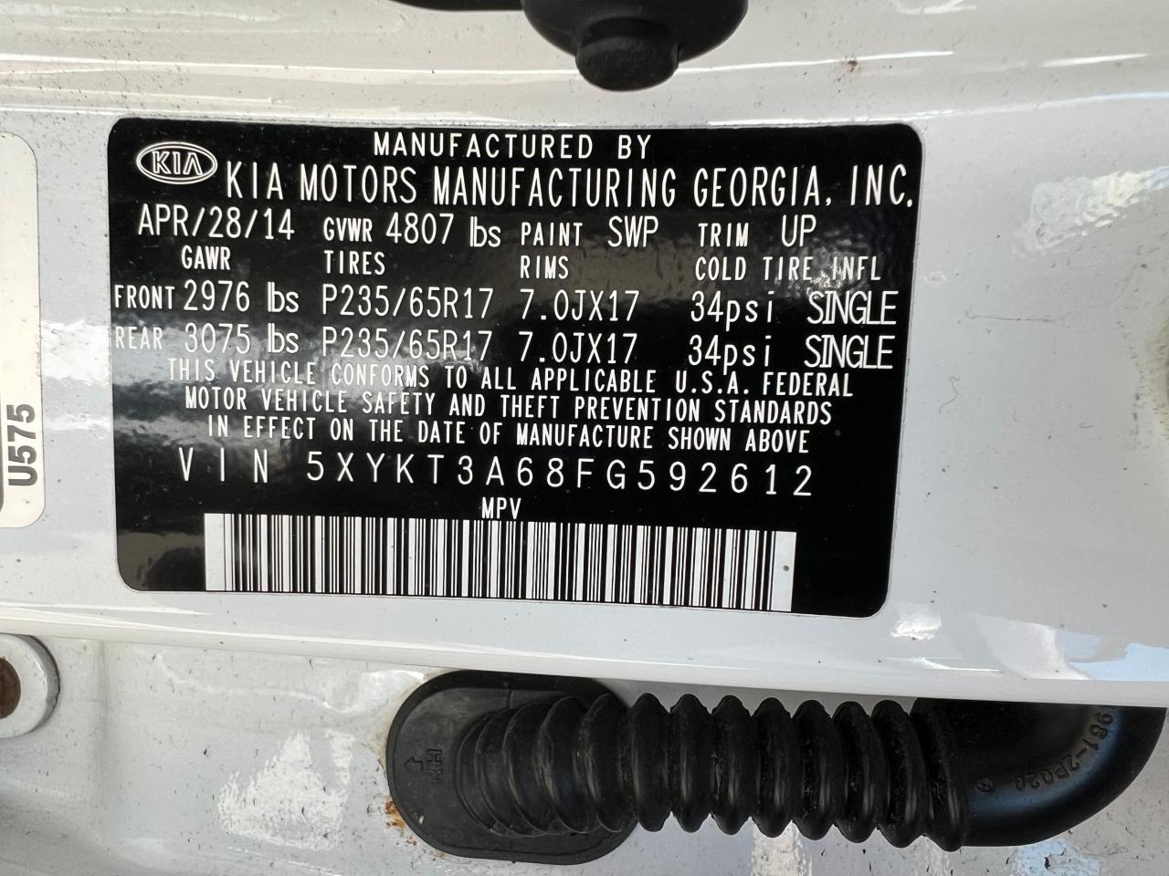 5XYKT3A68FG592612 2015 Kia Sorento Lx