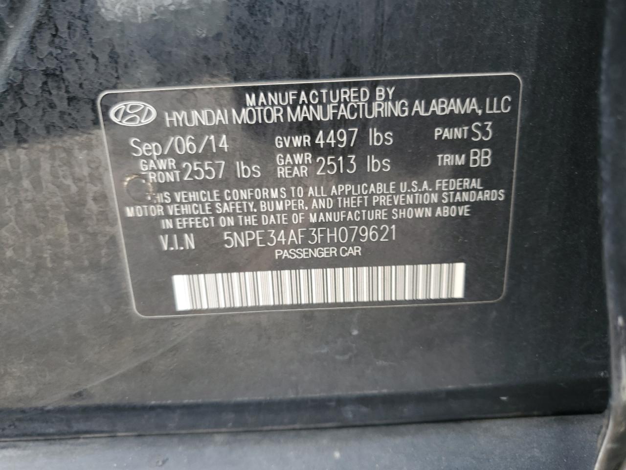 Lot #2809544303 2015 HYUNDAI SONATA SPO