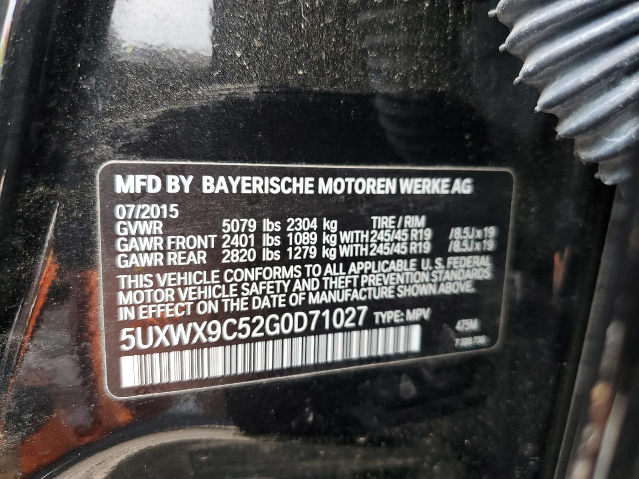 5UXWX9C52G0D71027 2016 BMW X3 xDrive28I