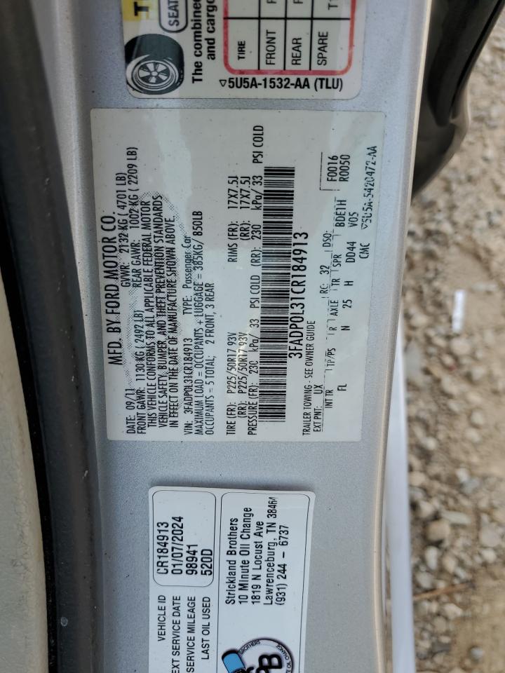 3FADP0L31CR184913 2012 Ford Fusion Hybrid