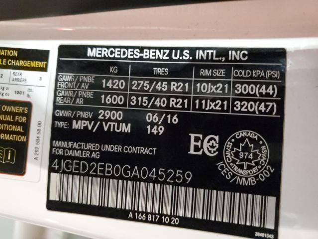2016 MERCEDES-BENZ GLE 350D 4 - 4JGED2EB0GA045259