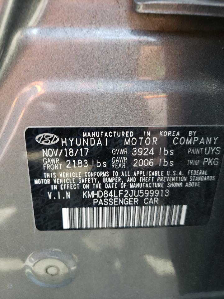 KMHD84LF2JU599913 2018 Hyundai Elantra Sel