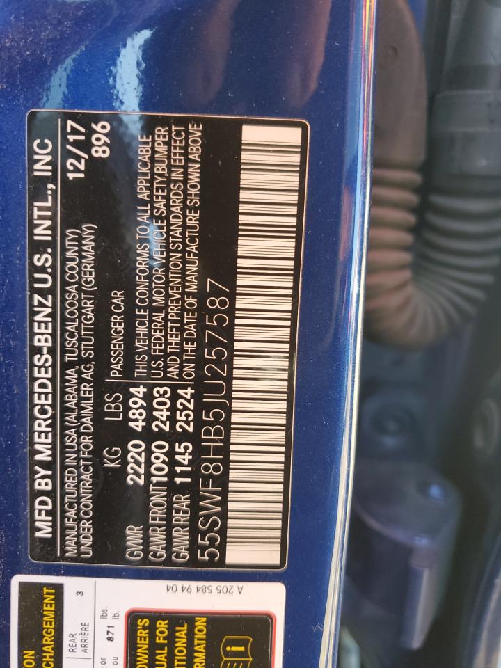 55SWF8HB5JU257587 2018 Mercedes-Benz C 63 Amg-S