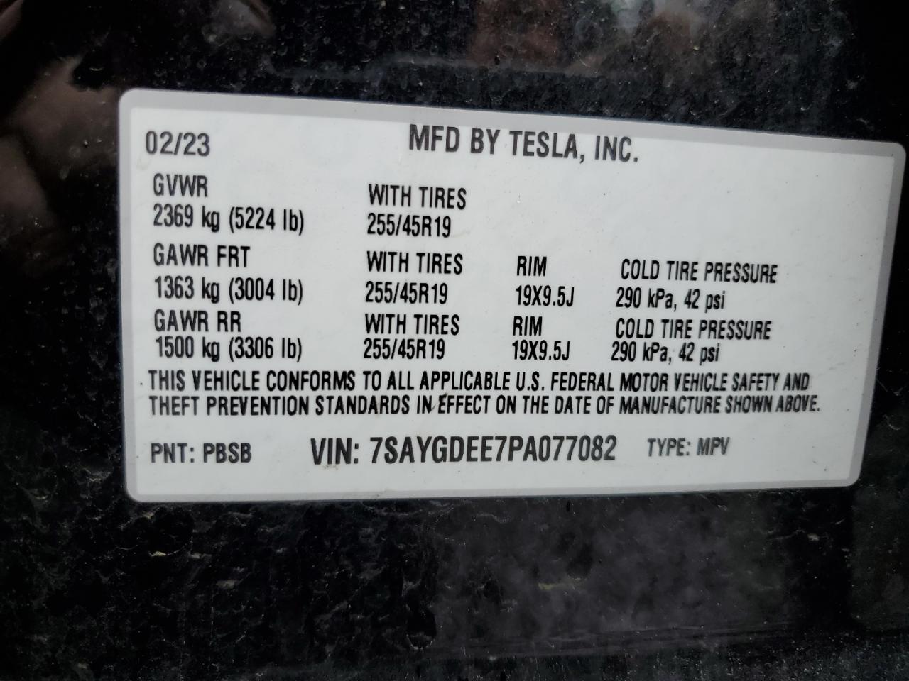 7SAYGDEE7PA077082 2023 Tesla Model Y