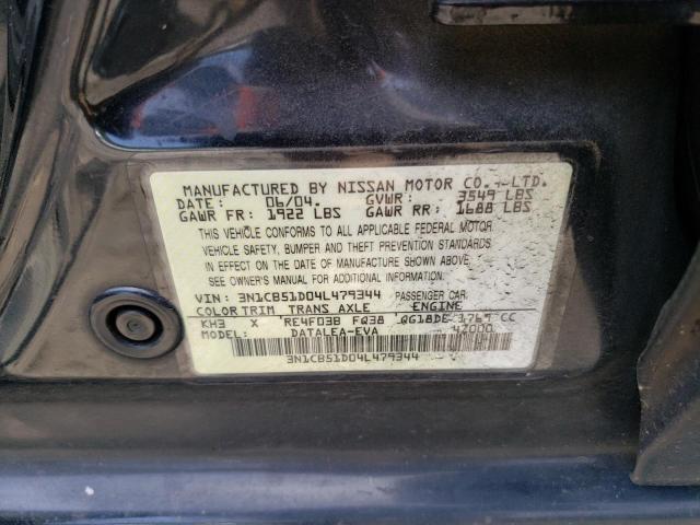 2004 Nissan Sentra 1.8 VIN: 3N1CB51D04L479344 Lot: 56067164