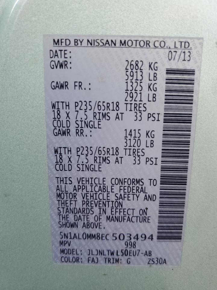 5N1AL0MM8EC503494 2014 Infiniti Qx60