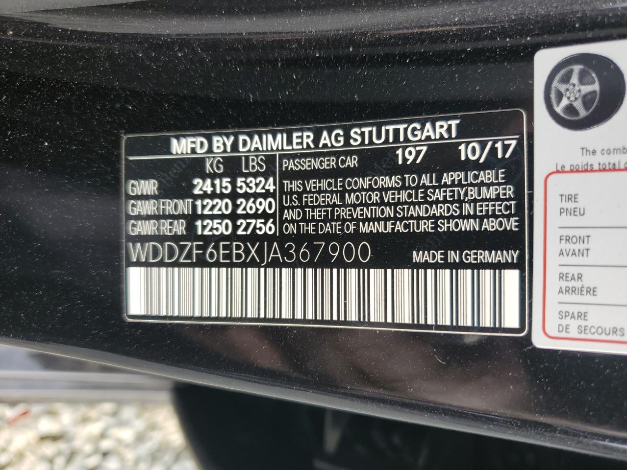 WDDZF6EBXJA367900 2018 Mercedes-Benz E 43 4Matic Amg