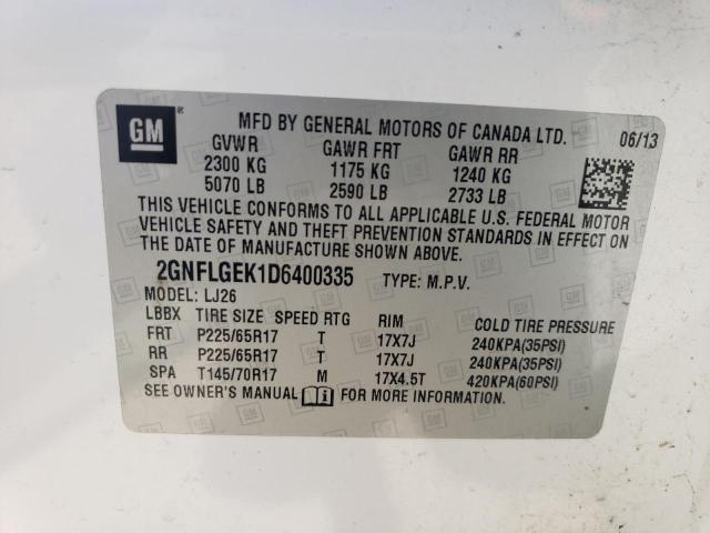 2013 Chevrolet Equinox Ltz VIN: 2GNFLGEK1D6400335 Lot: 56263774