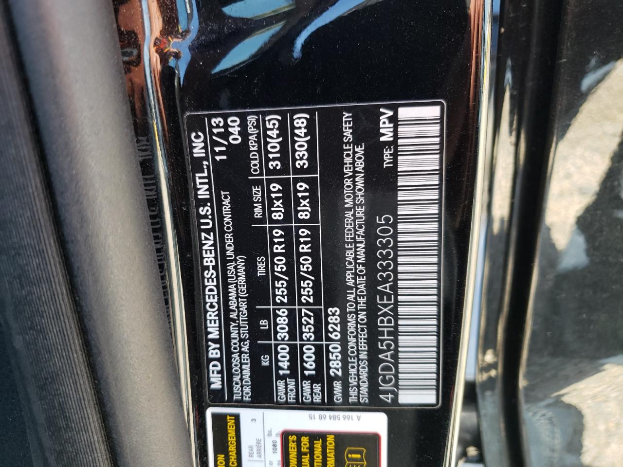 4JGDA5HBXEA333305 2014 Mercedes-Benz Ml 350 4Matic