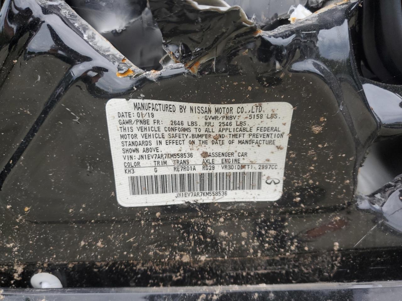 JN1EV7AR7KM558536 2019 Infiniti Q50 Luxe