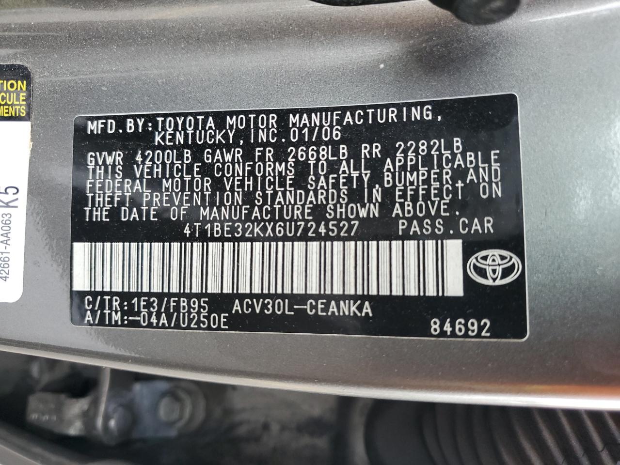 4T1BE32KX6U724527 2006 Toyota Camry Le