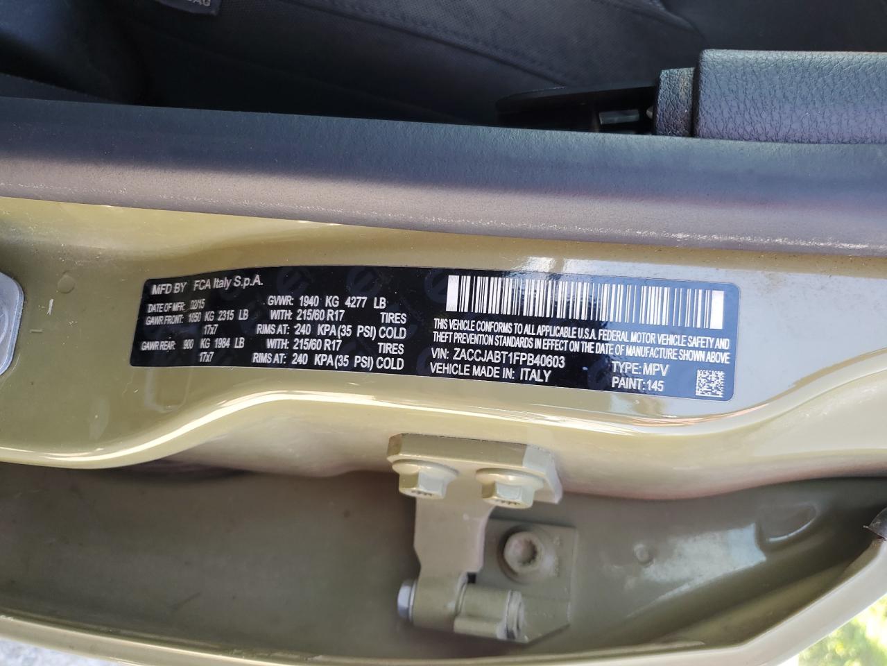 ZACCJABT1FPB40603 2015 Jeep Renegade Latitude