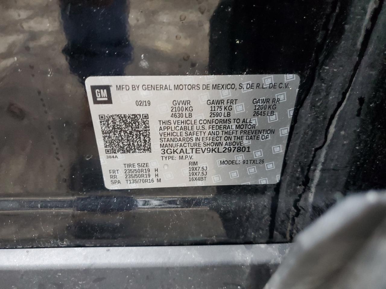 3GKALTEV9KL297801 2019 GMC Terrain Sle