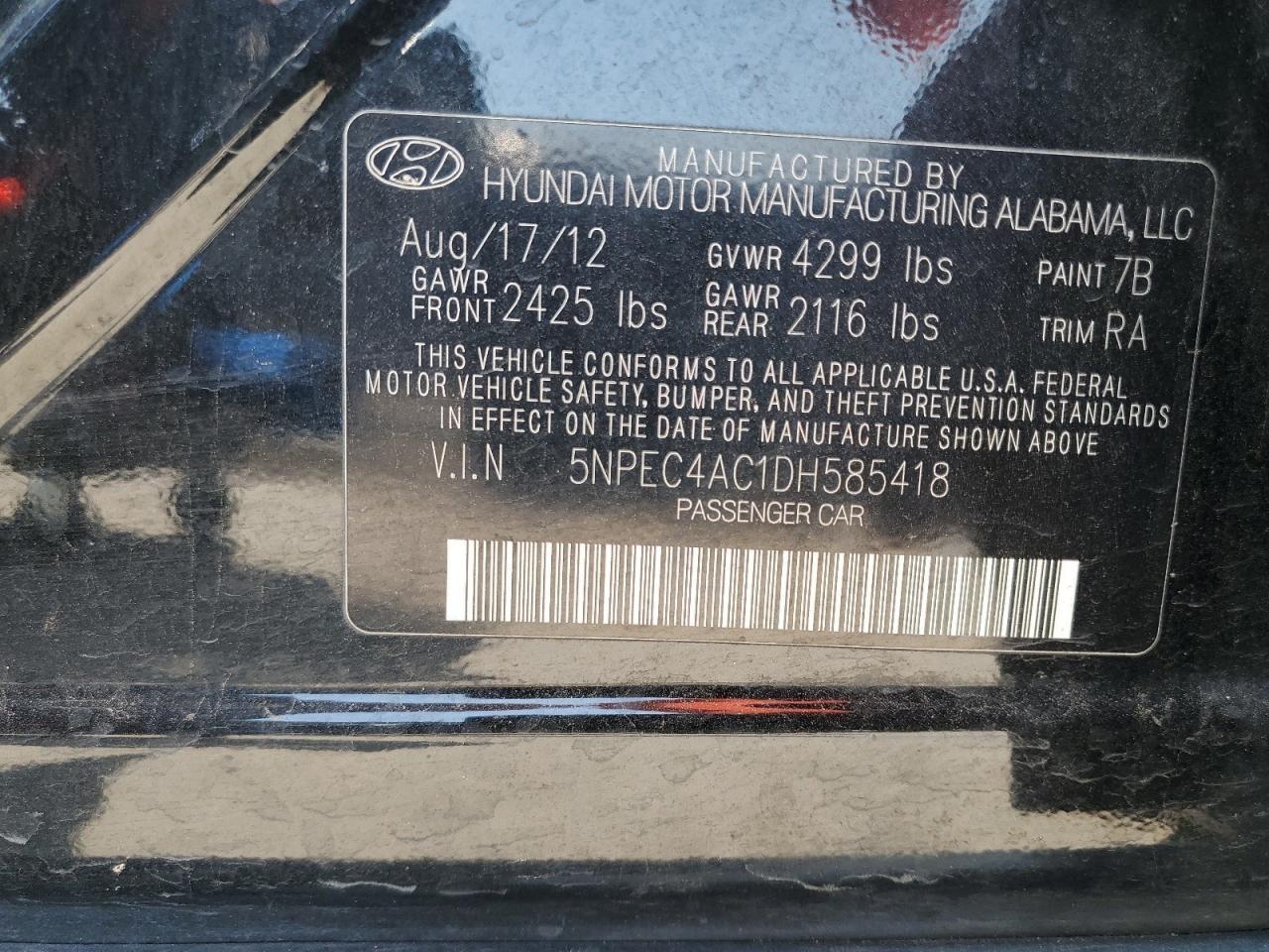 5NPEC4AC1DH585418 2013 Hyundai Sonata Se