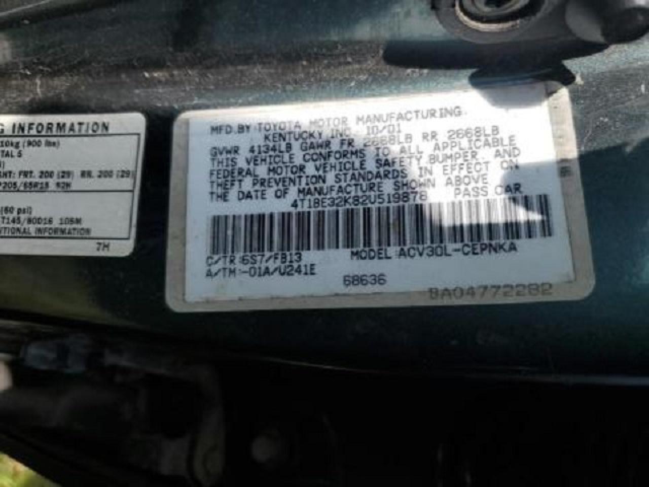 4T1BE32K82U519878 2002 Toyota Camry Le