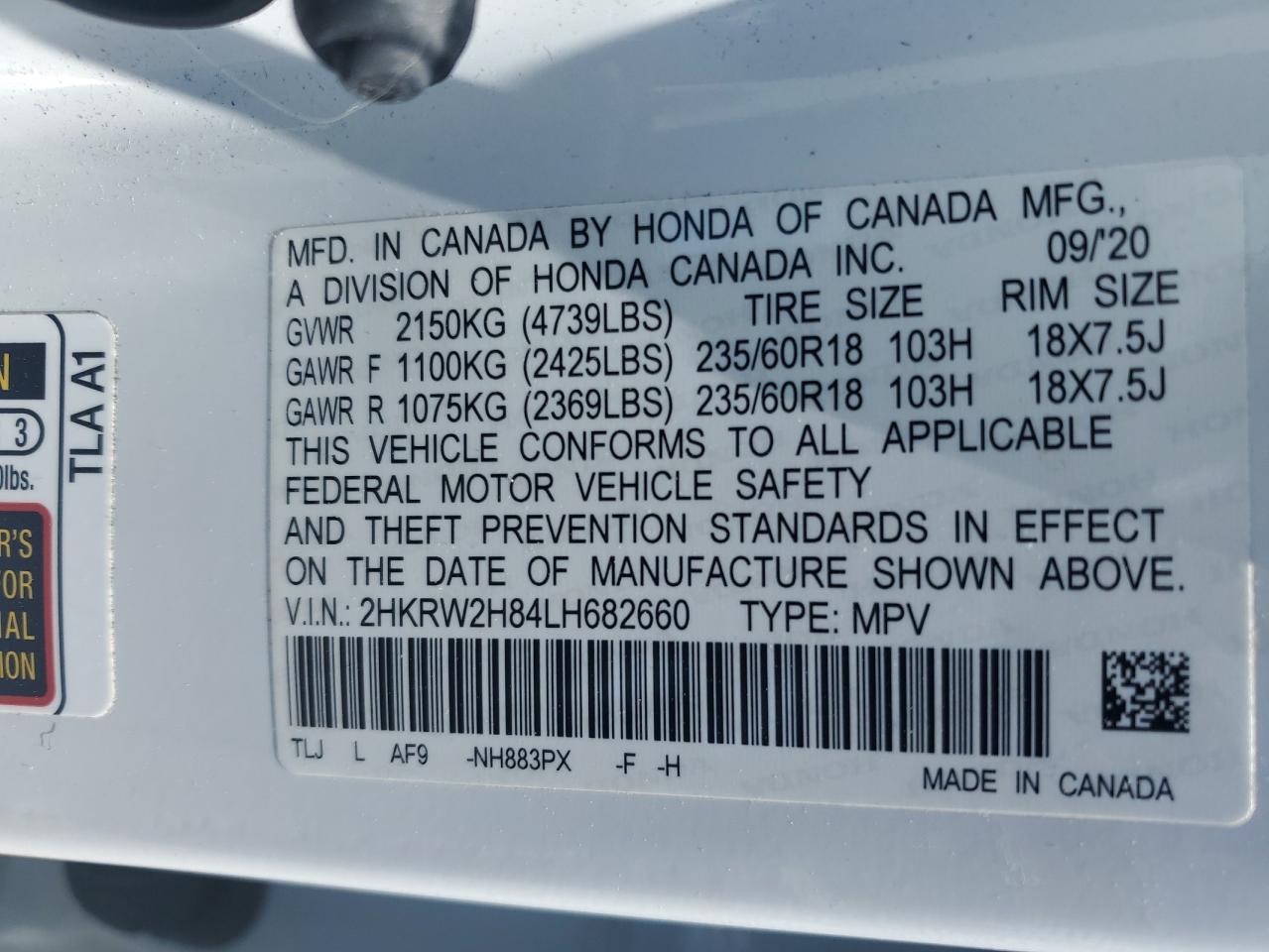 2HKRW2H84LH682660 2020 Honda Cr-V Exl