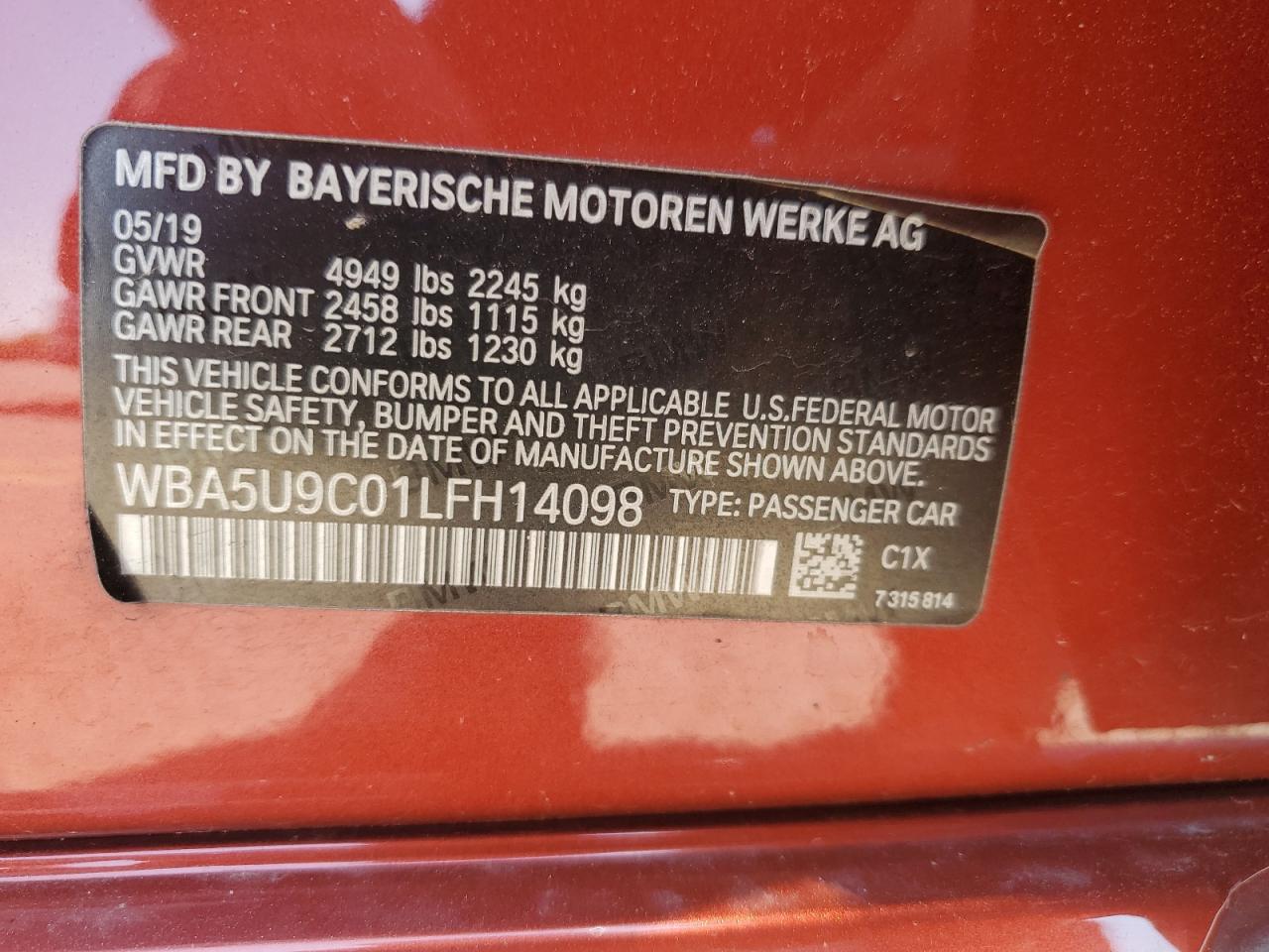 WBA5U9C01LFH14098 2020 BMW M340Xi