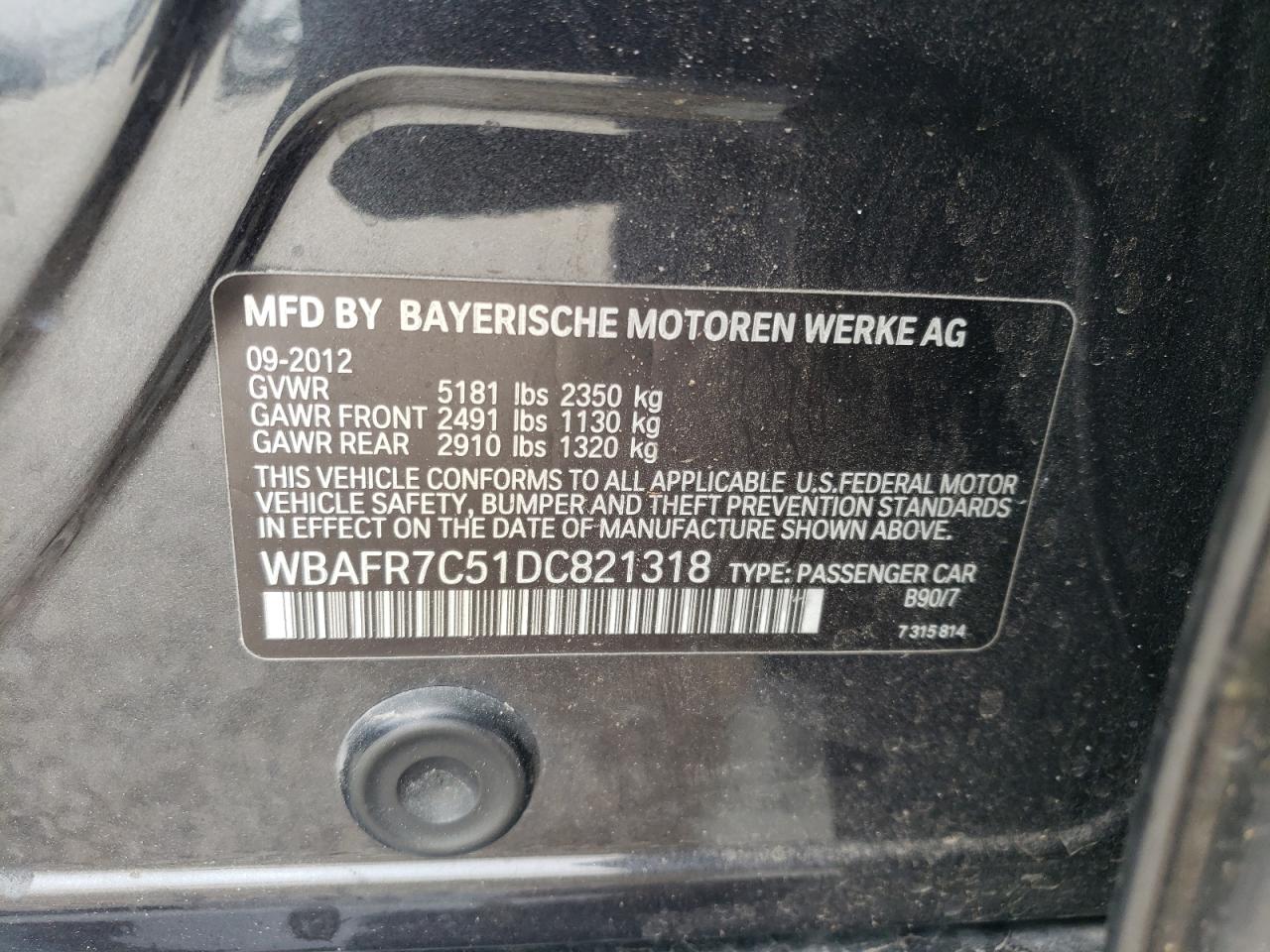 WBAFR7C51DC821318 2013 BMW 535 I