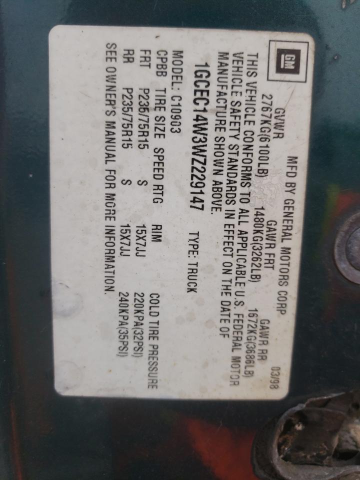 1GCEC14W3WZ229147 1998 Chevrolet Gmt-400 C1500