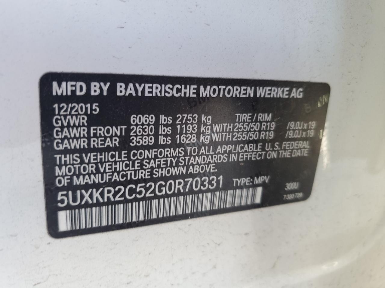 5UXKR2C52G0R70331 2016 BMW X5 Sdrive35I
