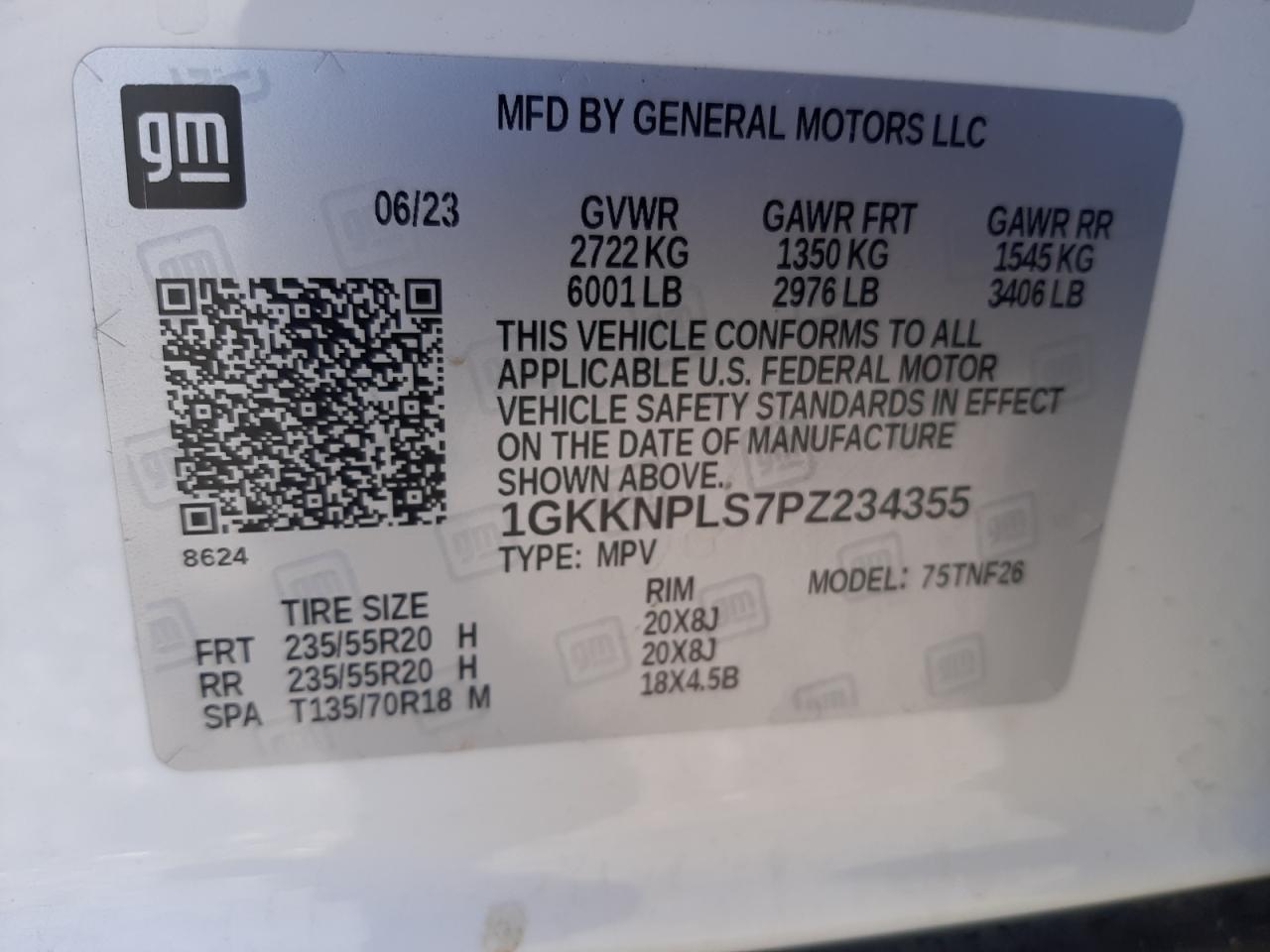 1GKKNPLS7PZ234355 2023 GMC Acadia Denali