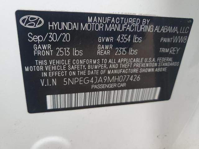 2021 Hyundai Sonata Se VIN: 5NPEG4JA9MH077426 Lot: 53391324